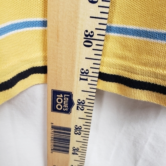 Brooks Brother's Yellow and Blue Striped Polo Short Sleeve Shirt Sz L - Picture 6 of 7